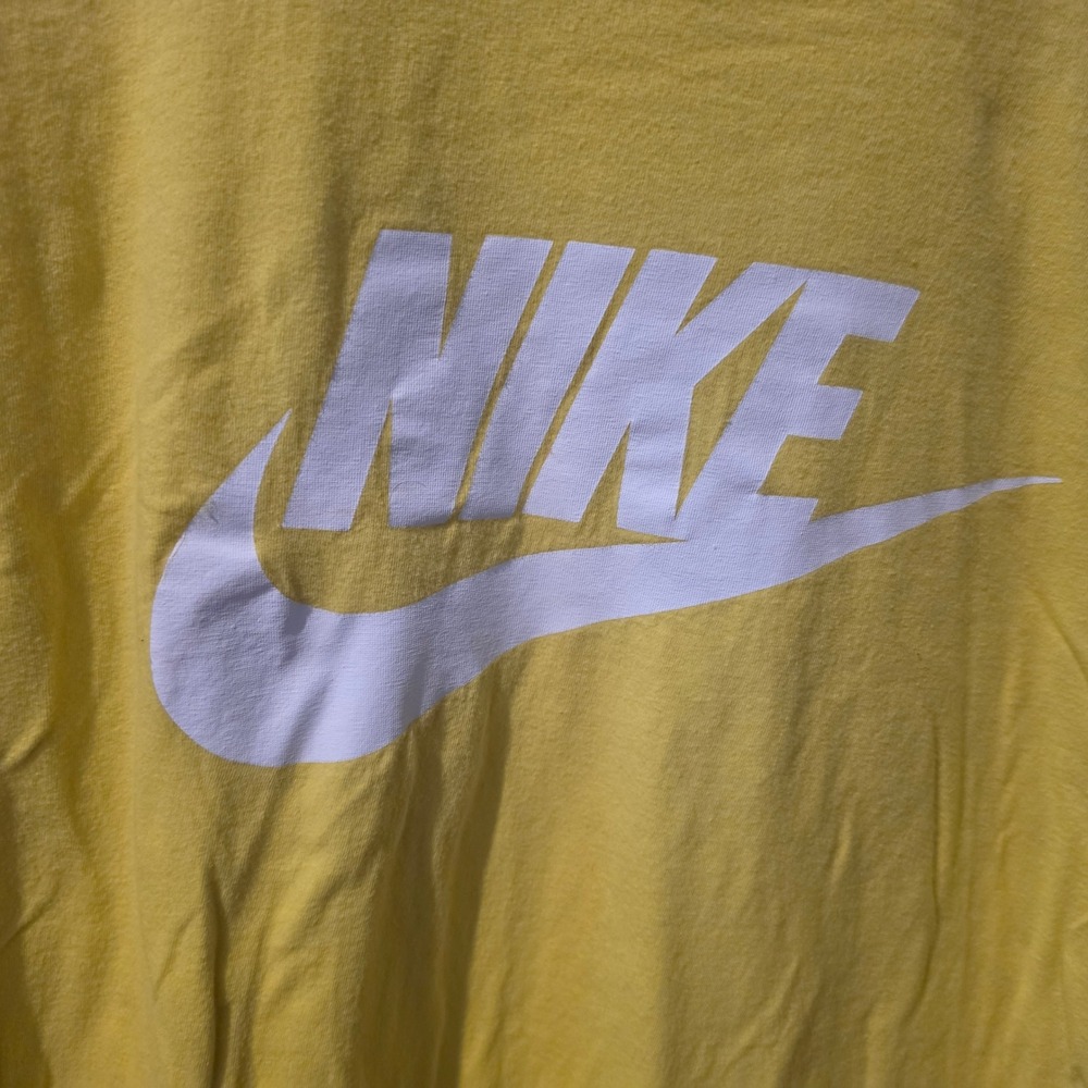 Nike Mens Long Sleeve Graphic T-Shirt Yellow White Swoosh Logo XL Regular Fit - Picture 3 of 8